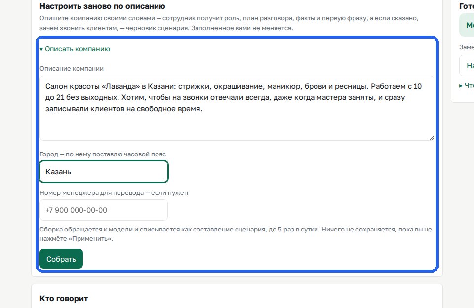 ИИ-администратор для салона красоты — Шаг 1. Описание компании